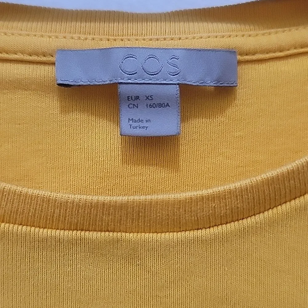 COS Mustard Yellow Petal Flutter Short Sleeve Top